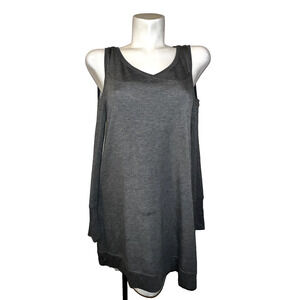 SOFT SURROUNDINGS Top Size XS Gray Grey‎ Cold Shoulder Soft & Cozy Tunic #2EW56